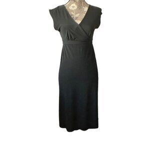 Merona Women's XS Black Sleeveless Faux Wraparound V-Neck High Waist Midi Dress